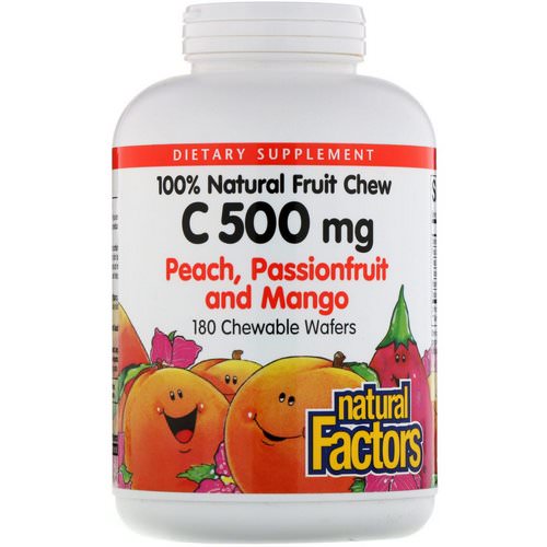Natural Factors, 100% Natural Fruit Chew C, Peach, Passionfruit and Mango Flavor, 500 mg, 180 Chewable Wafers فوائد