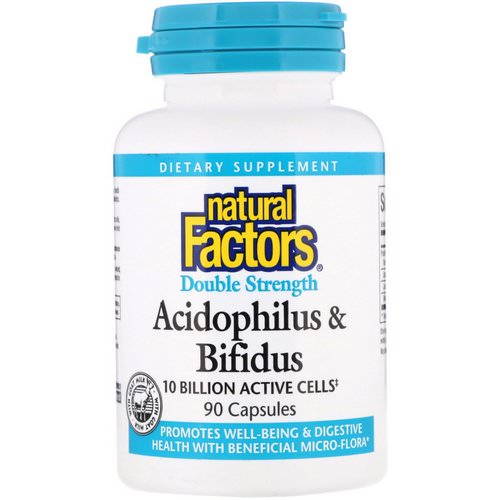 Natural Factors, Acidophilus & Bifidus, Double Strength, 10 Billion Active Cells, 90 Capsules فوائد