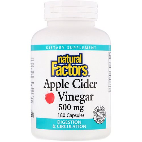 Natural Factors, Apple Cider Vinegar, 500 mg, 180 Capsules فوائد