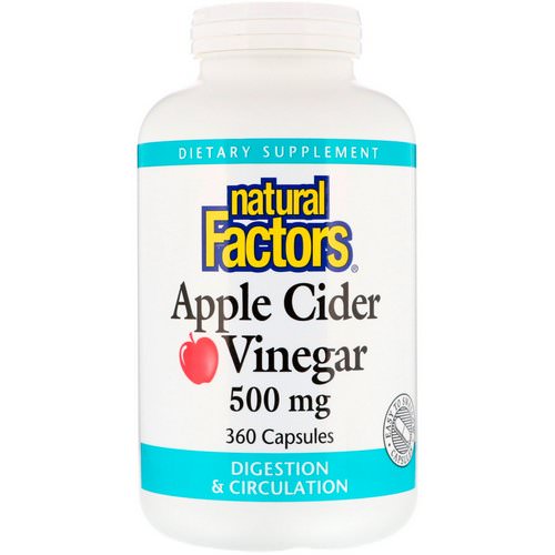 Natural Factors, Apple Cider Vinegar, 500 mg, 360 Capsules فوائد