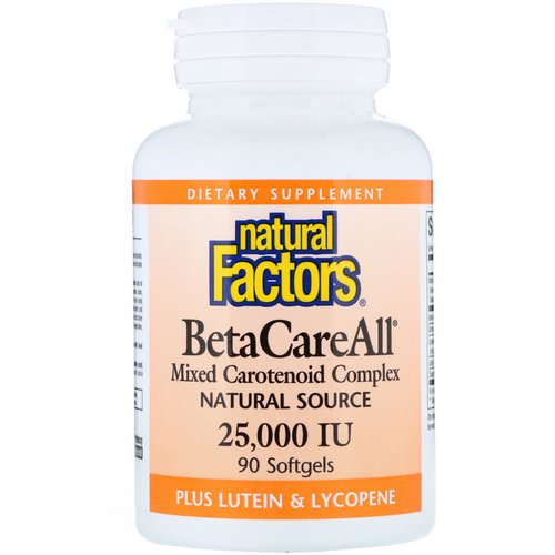 Natural Factors, BetaCareAll plus Lutein & Lycopene, 25,000 IU, 90 Softgels فوائد