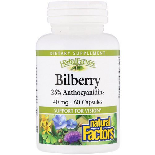 Natural Factors, Bilberry, 40 mg, 60 Capsules فوائد