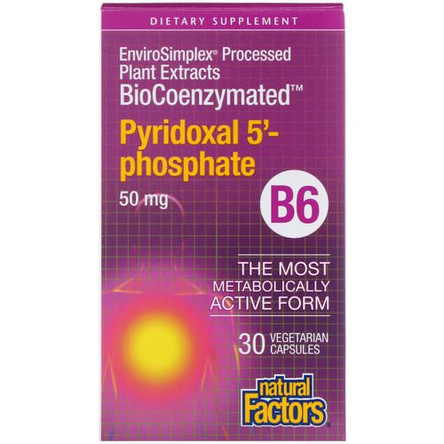 Natural Factors, BioCoenzymated, B6, Pyridoxal 5'-Phosphate, 50 mg, 30 Vegetarian Capsules فوائد