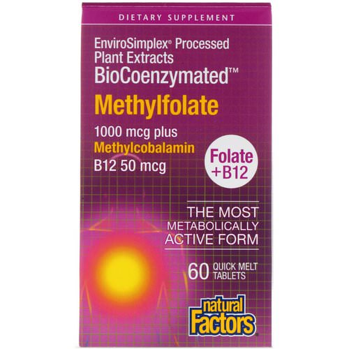 Natural Factors, BioCoenzymated, Folate B12, Methylfolate, 1,000 mcg, 60 Quick Melt Tablets فوائد