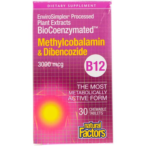 Natural Factors, BioCoenzymated, Methylcobalamin & Dibencozide, 3,000 mcg, 30 Chewable Tablets فوائد