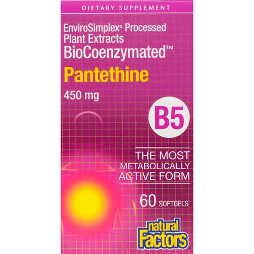 Natural Factors, BioCoenzymated, Pantethine, 450 mg, 60 Softgels فوائد