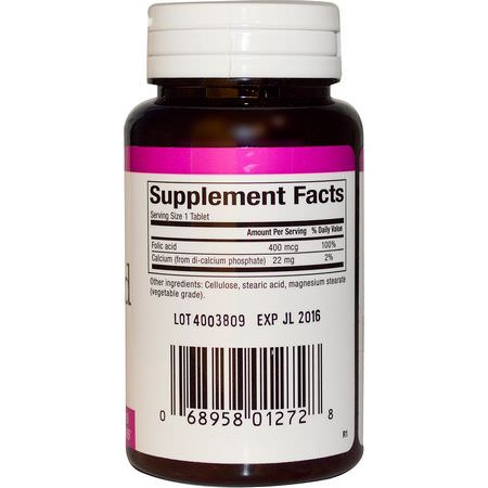Natural Factors, Folic Acid, 400 mcg, 90 Tablets:حمض الف,ليك ,فيتامين ب