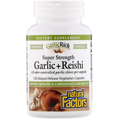 Natural Factors, GarlicRich, Super Strength Garlic + Reishi, 120 Delayed Release Vegetarian Capsules فوائد