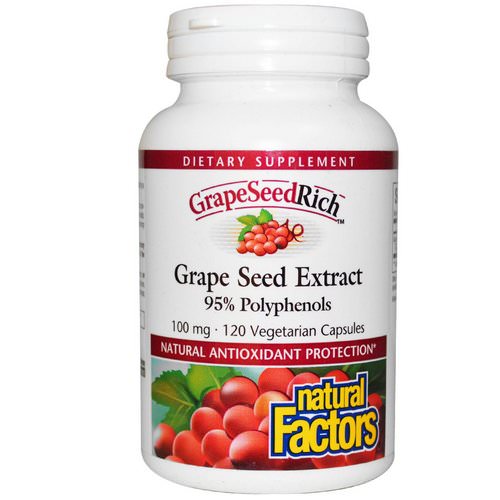 Natural Factors, GrapeSeedRich, Grape Seed Extract, 100 mg, 120 Veggie Caps فوائد