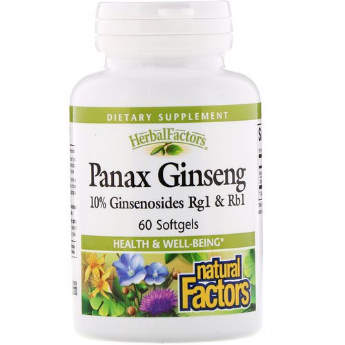 Natural Factors, HerbalFactors, Panax Ginseng, 60 Softgels فوائد