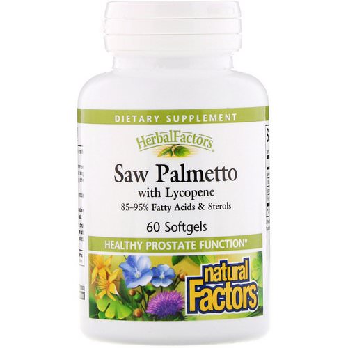Natural Factors, HerbalFactors, Saw Palmetto with Lycopene, 60 Softgels فوائد