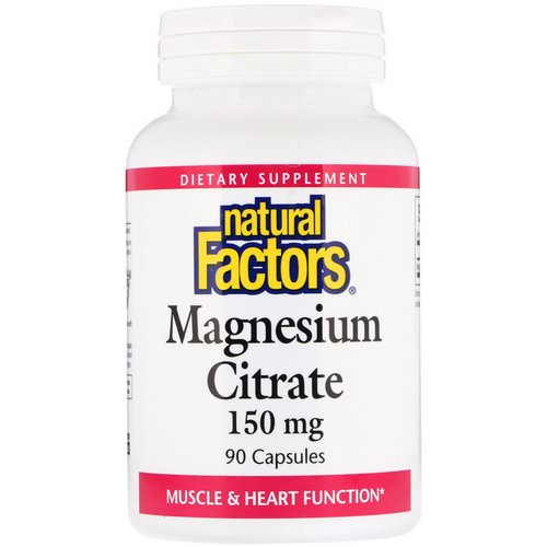 Natural Factors, Magnesium Citrate, 150 mg, 90 Capsules فوائد