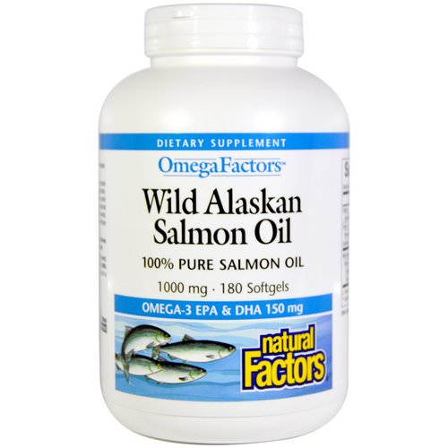 Natural Factors, Omega Factors, Wild Alaskan Salmon Oil, 1,000 mg, 180 Softgels فوائد