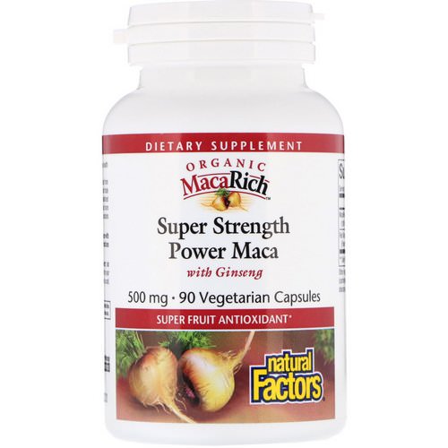 Natural Factors, Organic MacaRich, Super Strength Power Maca with Ginseng, 500 mg, 90 Vegetarian Capsules فوائد