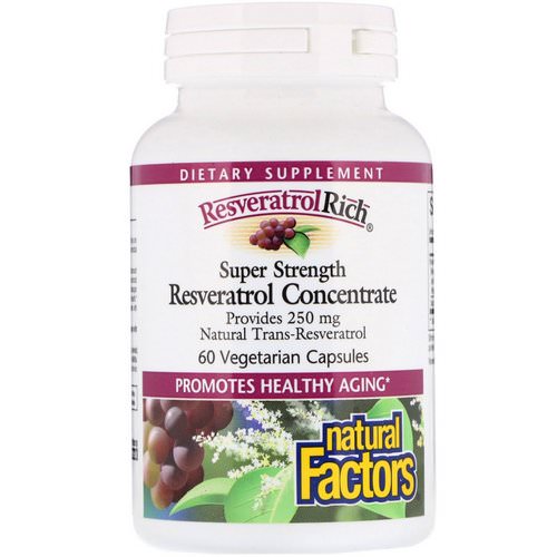 Natural Factors, ResveratrolRich, Super Strength, Resveratrol Concentrate, 60 Vegetarian Capsules فوائد