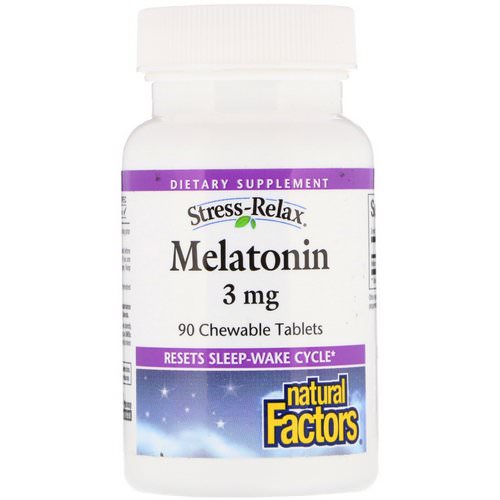 Natural Factors, Stress-Relax, Melatonin, 3 mg, 90 Chewable Tablets فوائد