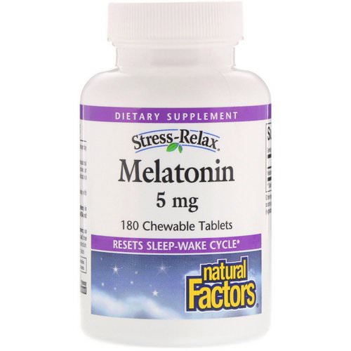 Natural Factors, Stress-Relax, Melatonin, 5 mg, 180 Chewable Tablets فوائد