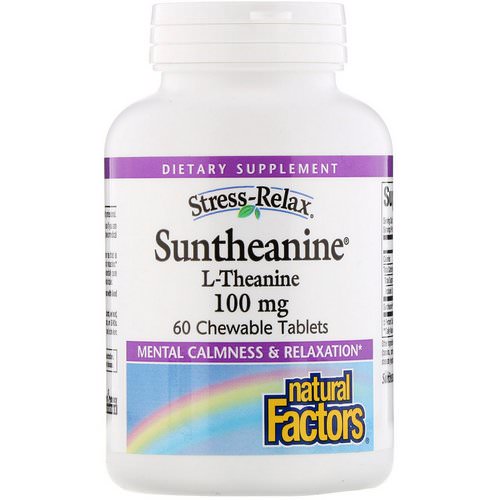 Natural Factors, Stress-Relax, Suntheanine, L-Theanine, 100 mg, 60 Chewable Tablets فوائد