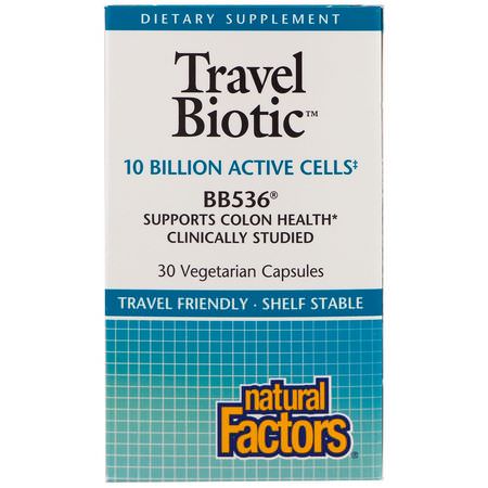 Natural Factors, TravelBiotic, BB536, 10 Billion Acitve Cells, 30 Vegetarian Capsules:Bifidus, البر,بي,تيك