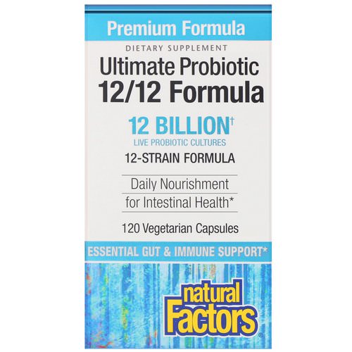 Natural Factors, Ultimate Probiotic, 12/12 Formula, 12 Billion CFU, 120 Vegetarian Capsules فوائد