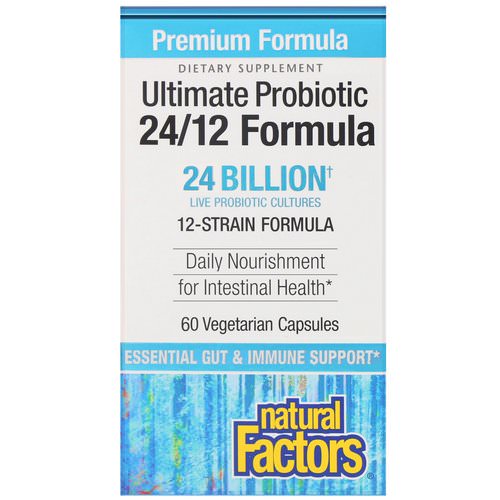 Natural Factors, Ultimate Probiotic, 24/12 Formula, 24 Billion CFU, 60 Vegetarian Capsules فوائد