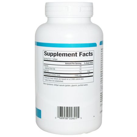 Natural Factors, Unbleached Lecithin, 1200 mg, 180 Softgels:الليسيثين, المكملات الغذائية