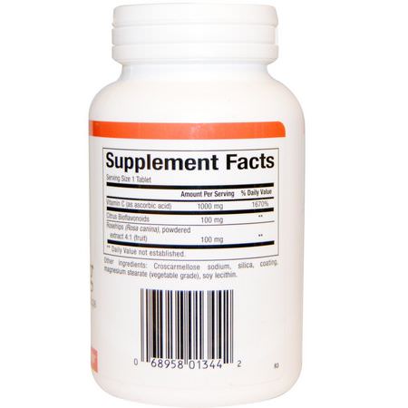 Natural Factors, Vitamin C, Plus Bioflavonoids & Rosehips, 1000 mg, 90 Tablets:الأنفل,نزا ,السعال