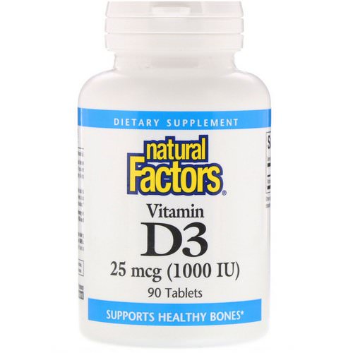 Natural Factors, Vitamin D3, 1000 IU, 90 Tablets فوائد