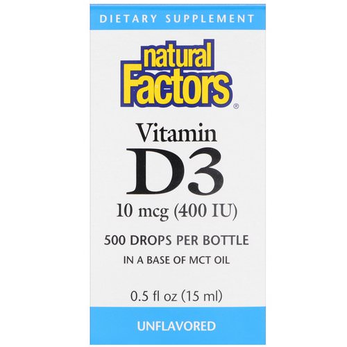 Natural Factors, Vitamin D3 Drops, Unflavored, 400 IU, 0.5 fl oz (15 ml) فوائد