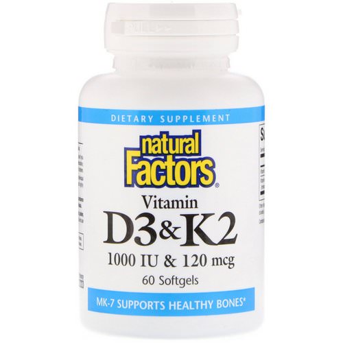 Natural Factors, Vitamin D3 & K2, 60 Softgels فوائد