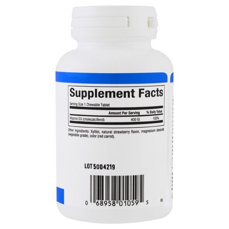 Natural Factors, Vitamin D3, Strawberry Flavor, 400 IU, 100 Chewable Tablets:D3 Cholecalciferol, فيتامين D