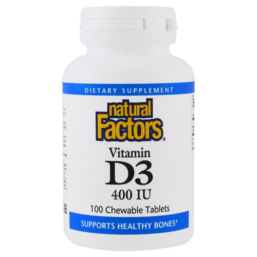 Natural Factors, Vitamin D3, Strawberry Flavor, 400 IU, 100 Chewable Tablets فوائد