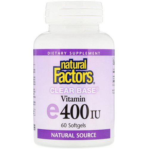 Natural Factors, Vitamin E, Clear Base, 400 IU, 60 Softgels فوائد
