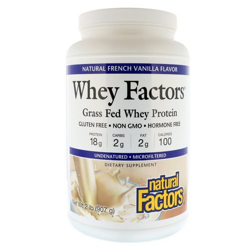Natural Factors, Whey Factors, Grass Fed Whey Protein, Natural French Vanilla Flavor, 2 lbs (907 g) فوائد