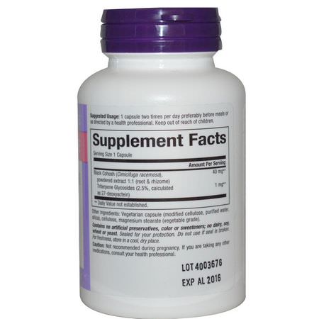 Natural Factors, WomenSense, Menopause, Black Cohosh Extract, 40 mg, 90 Veggie Caps:صحة المرأة, المكملات الغذائية
