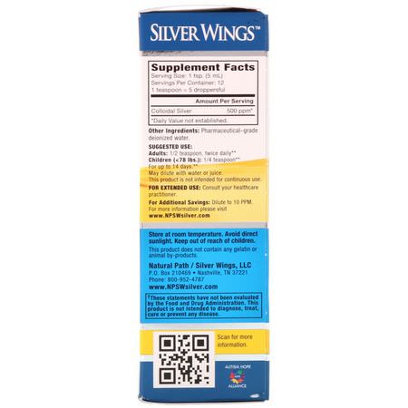 Natural Path Silver Wings, Colloidal Silver, 500 PPM, 2 fl oz (60 ml):الفضة ,المعادن