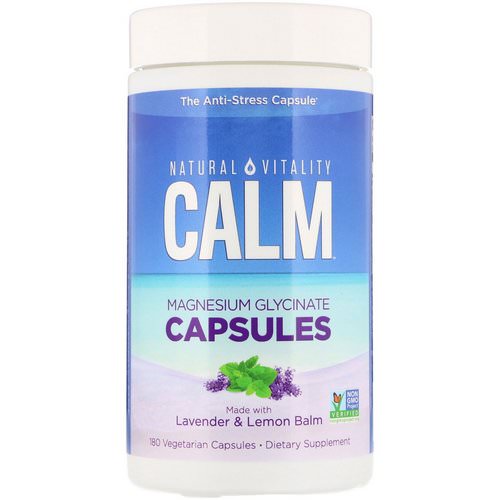Natural Vitality, Calm, Magnesium Glycinate Capsules, 180 Vegetarian Capsules فوائد