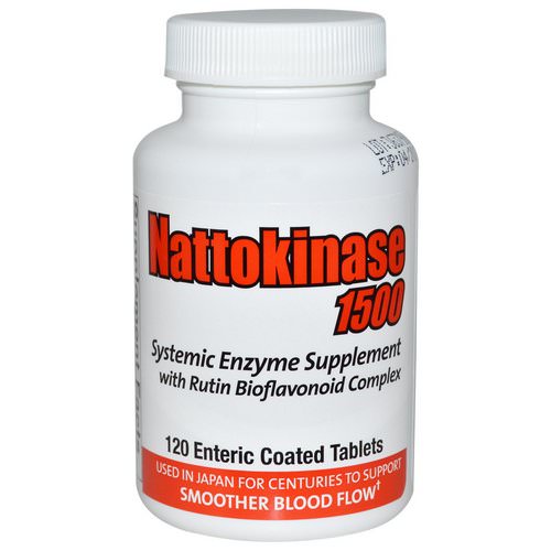 Naturally Vitamins, Nattokinase 1500, Systemic Enzyme Supplement, 120 Enteric Coated Tablets فوائد