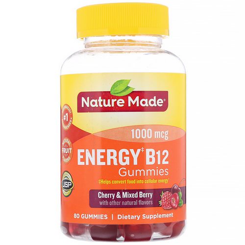 Nature Made, Energy B12 Gummies, Cherry & Mixed Berry, 1000 mcg, 80 Gummies فوائد