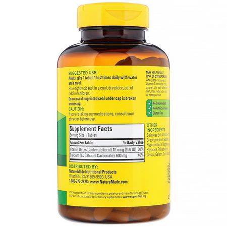 Nature Made, Calcium with Vitamin D3, 600 mg, 220 Tablets: