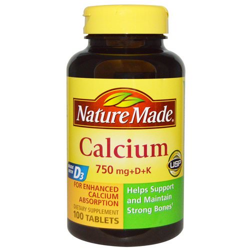 Nature Made, Calcium 750 mg +D + K, 100 Tablets فوائد