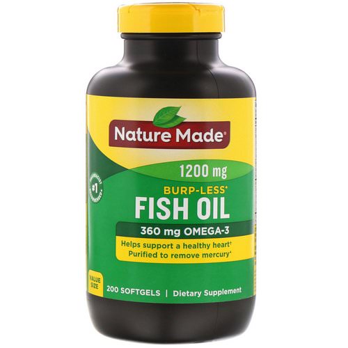 Nature Made, Fish Oil, Burp-Less, 1,200 mg, 200 Softgels فوائد