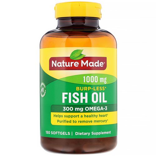 Nature Made, Fish Oil, Burp-Less, 1,000 mg, 150 Softgels فوائد