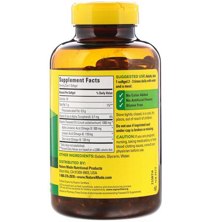 Nature Made, Flaxseed Oil, 1000 mg, 180 Softgels:مكملات بذ,ر الكتان, Omegas EPA DHA