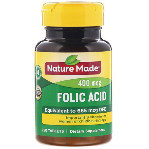 Nature Made, Folic Acid, 400 mcg, 250 Tablets فوائد