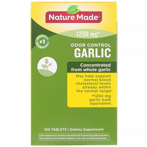 Nature Made, Odor Control, Garlic, 1250 mg, 100 Tablets فوائد