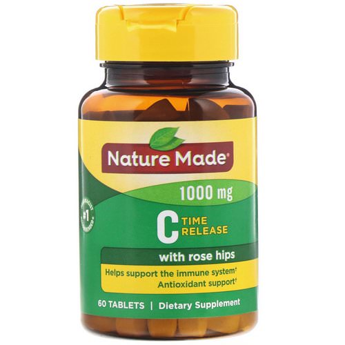 Nature Made, Vitamin C with Rose Hips, Time Release, 1000 mg, 60 Tablets فوائد
