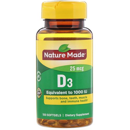 Nature Made, Vitamin D3, 25 mcg, 100 Softgels فوائد