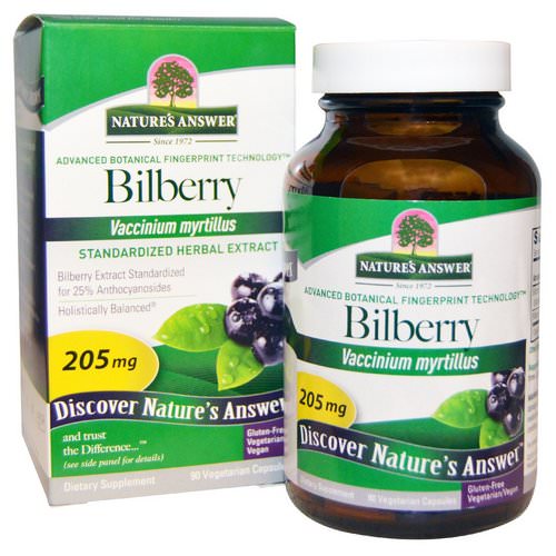 Nature's Answer, Bilberry, Standardized Herbal Extract, 205 mg, 90 Vegetarian Capsules فوائد