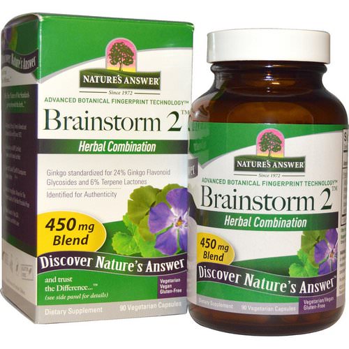 Nature's Answer, Brainstorm 2, Herbal Combination, 450 mg, 90 Vegetarian Capsules فوائد